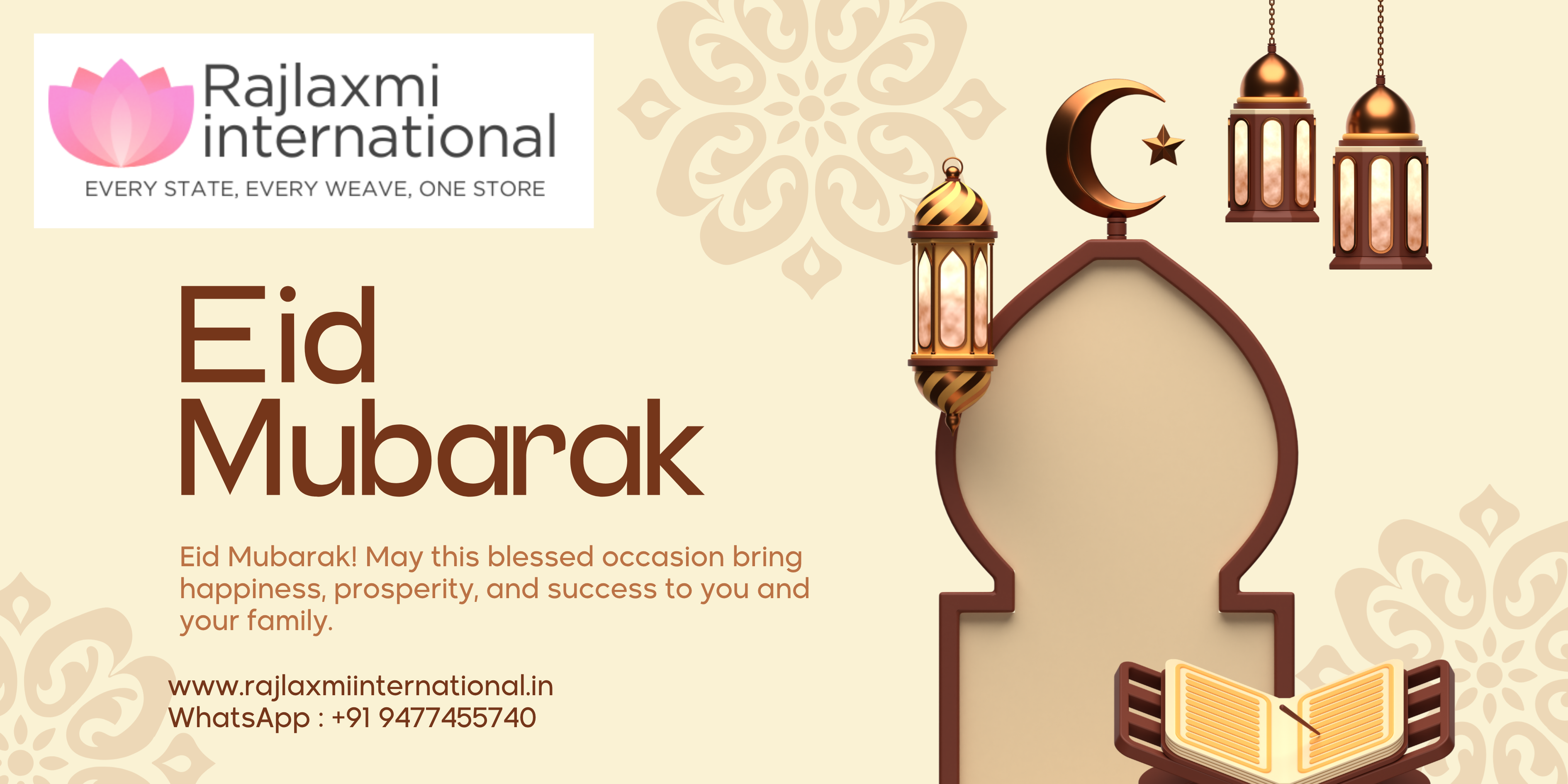 🌙 Eid Mubarak 2026: Celebrate Tradition, Elegance & Togetherness with Rajlaxmi International