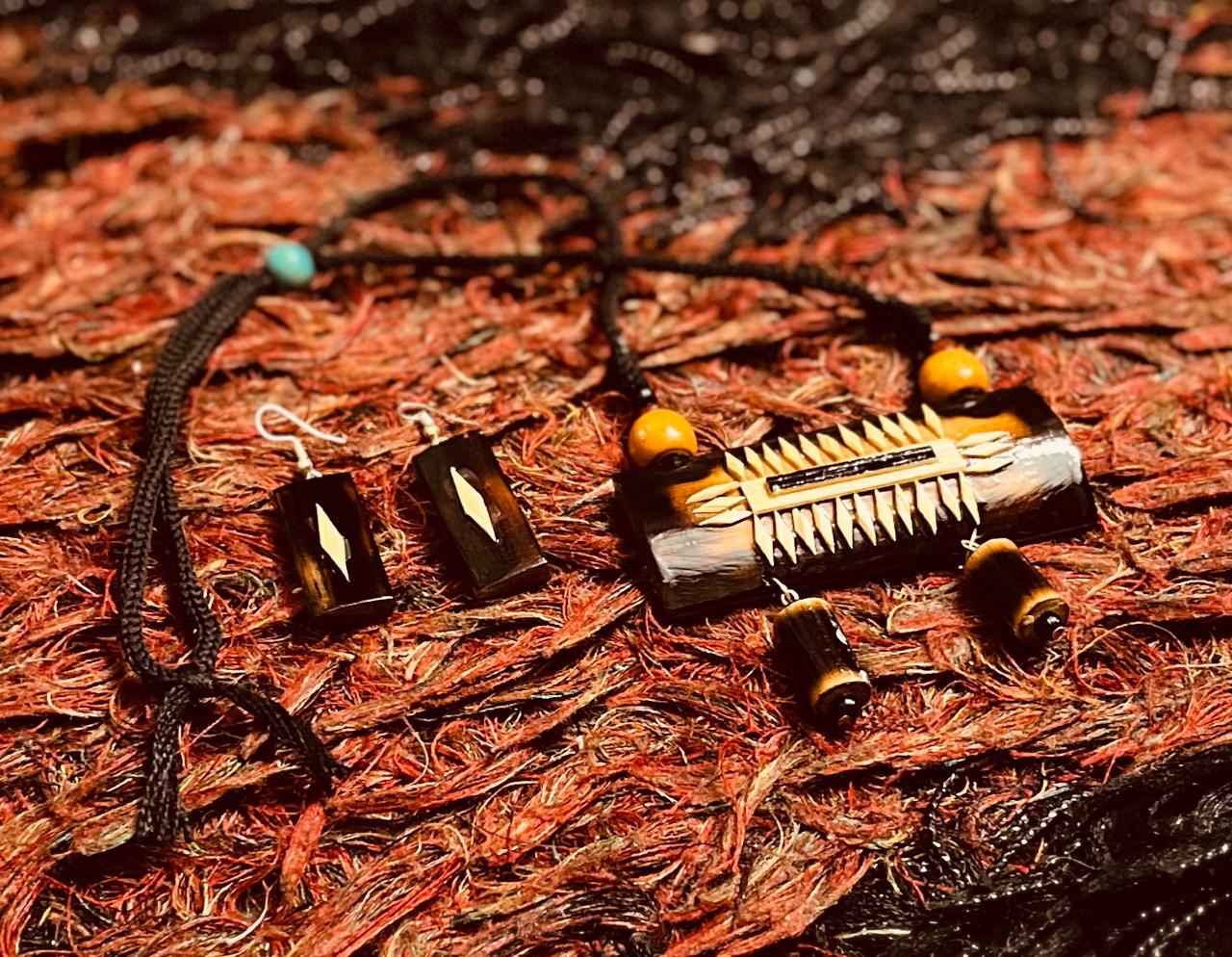 Handcrafted Bamboo Jewellery Necklace & Earring Set - Bamboo Jewellery2