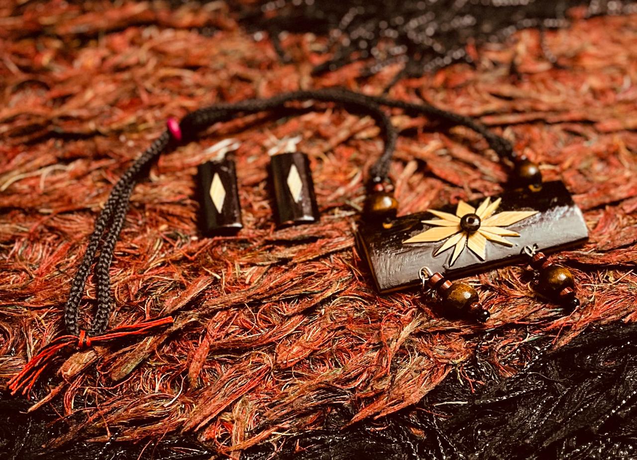 Handcrafted Bamboo Jewellery Necklace & Earring Set - Bamboo Jewellery4