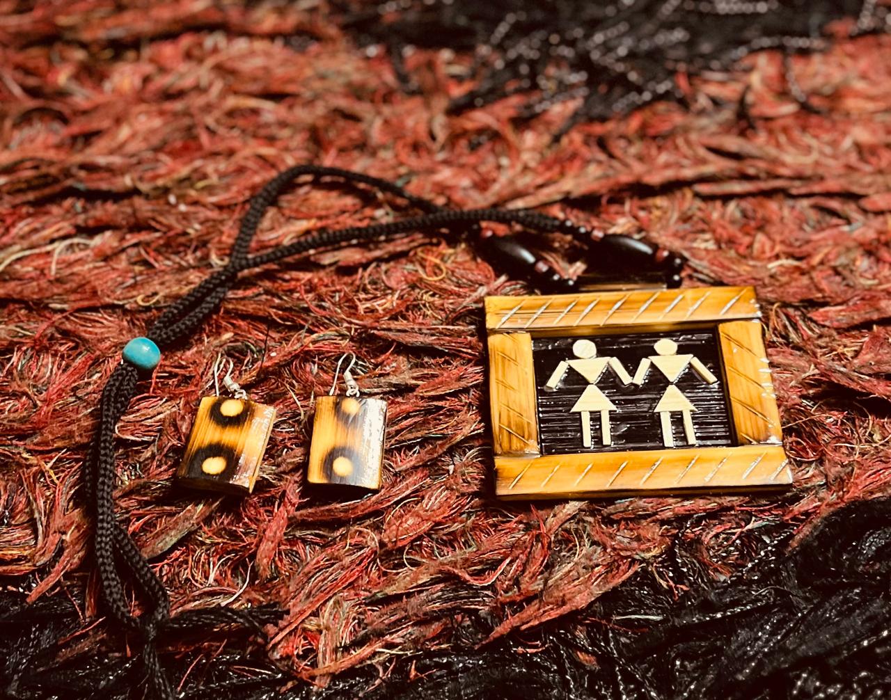 Handcrafted Bamboo Jewellery Necklace & Earring Set - Bamboo Jewellery5