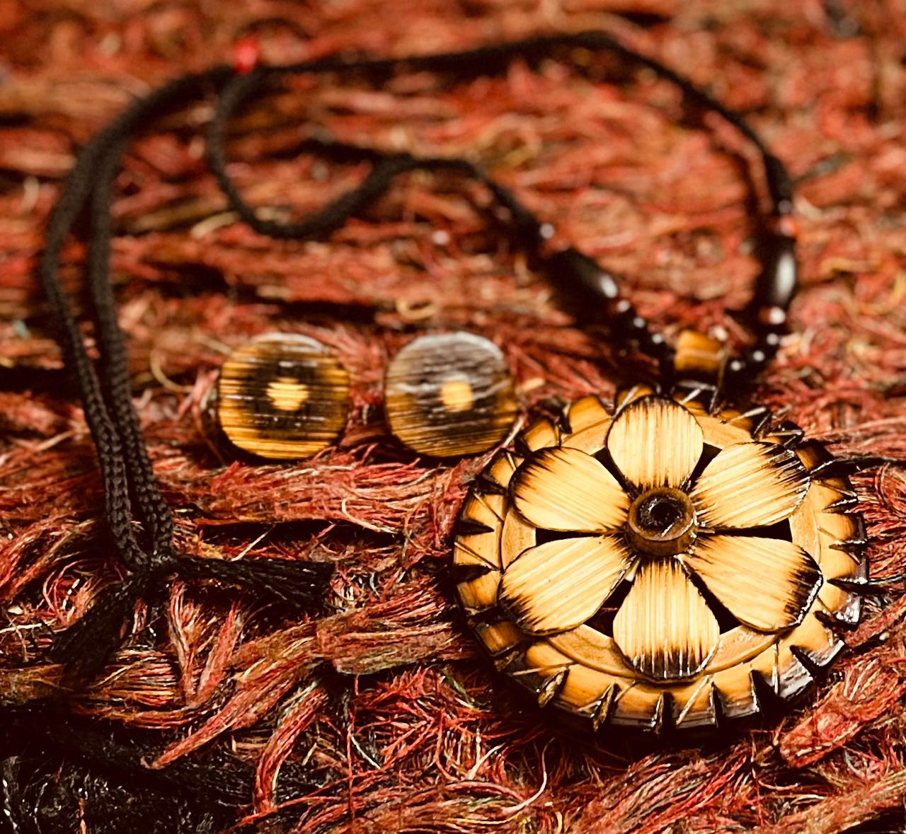 Handcrafted Bamboo Jewellery Necklace & Earring Set - Bamboo Jewellery6