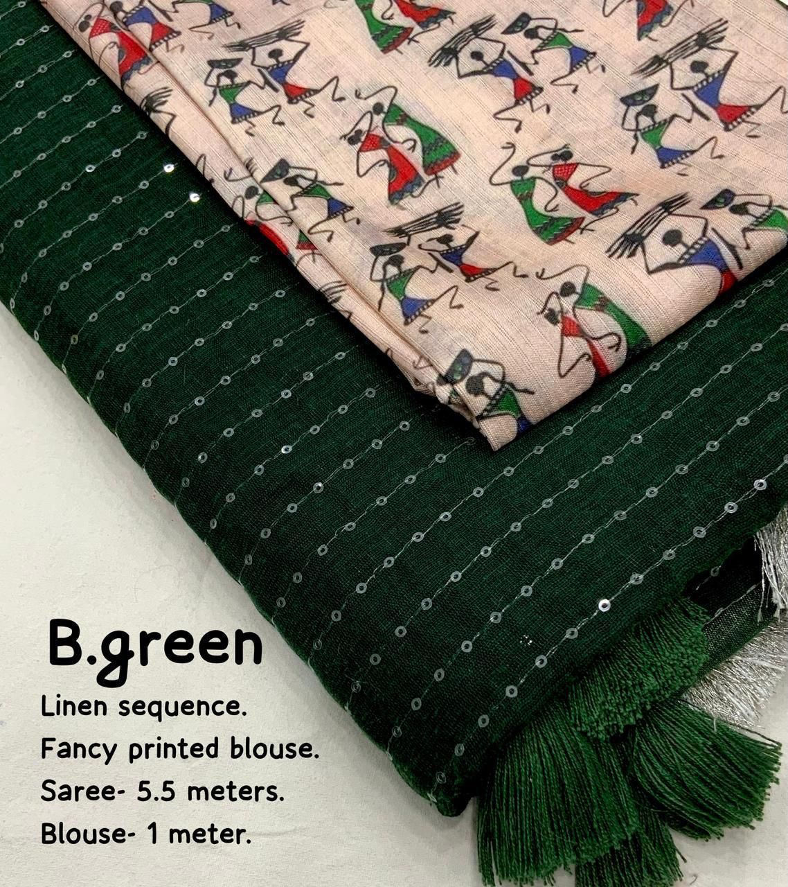 Linen Saree with Self Weaving Checks & Golden Border - SKU17