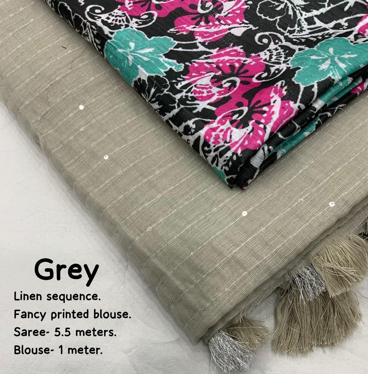 Linen Saree with Self Weaving Checks & Golden Border - SKU22