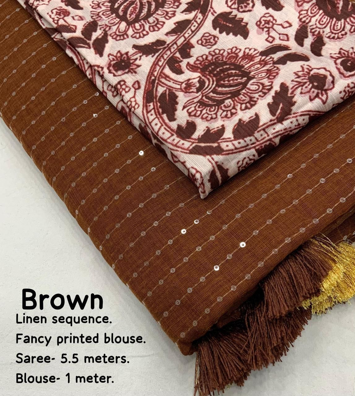 Linen Saree with Self Weaving Checks & Golden Border - SKU25
