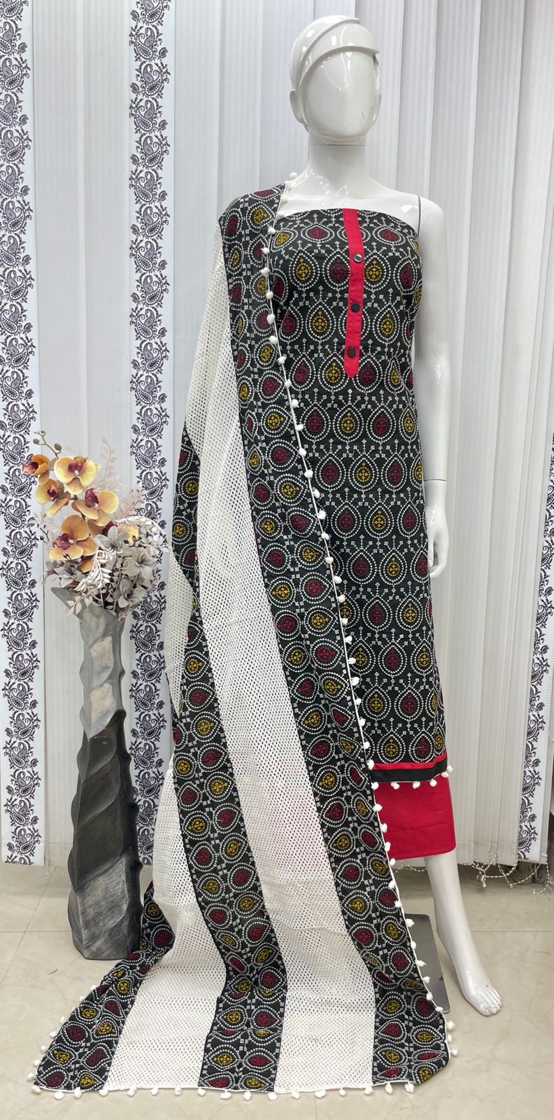 warli print cotton dress material Designer Warli Print Cotton Kurti Fabric for Women