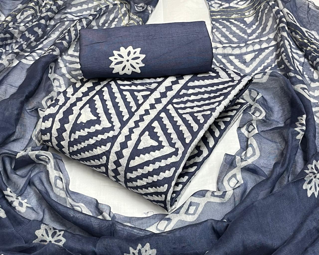 Modal Silk Batik Print Dress Material Set