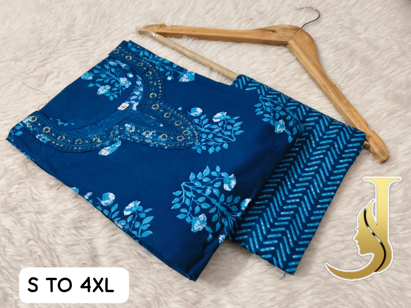 Premium Cotton Jaipuri Kurti & Pant Set for Women - Default