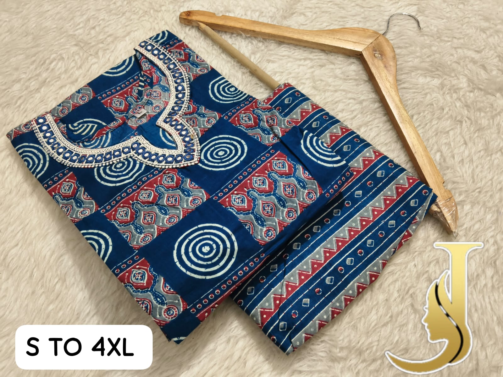 Premium Cotton Jaipuri Kurti & Pant Set for Women - Default