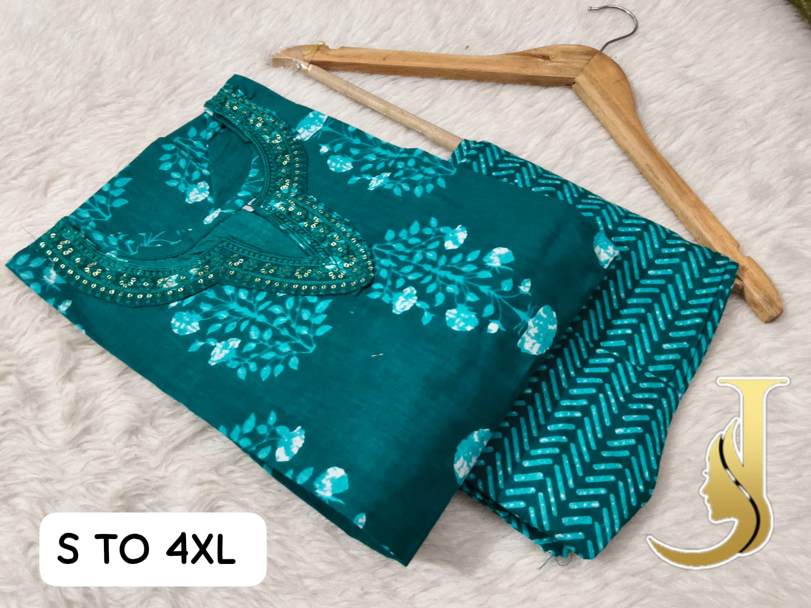 Premium Cotton Jaipuri Kurti & Pant Set for Women - Default