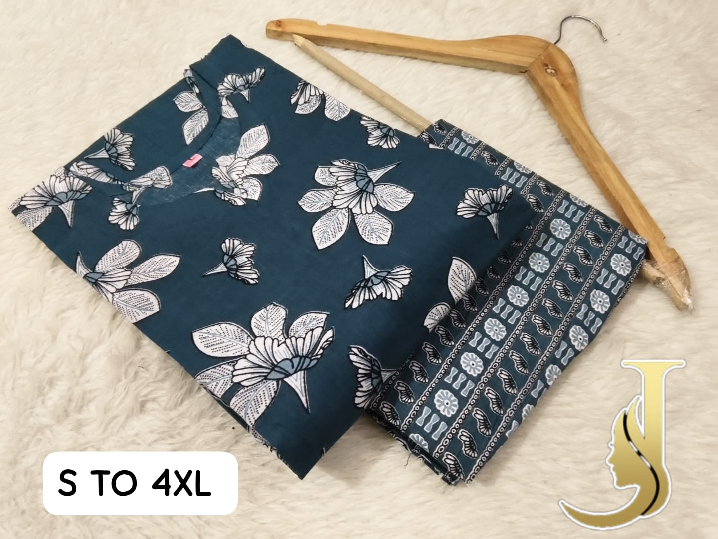 Premium Cotton Jaipuri Kurti & Pant Set for Women - Default