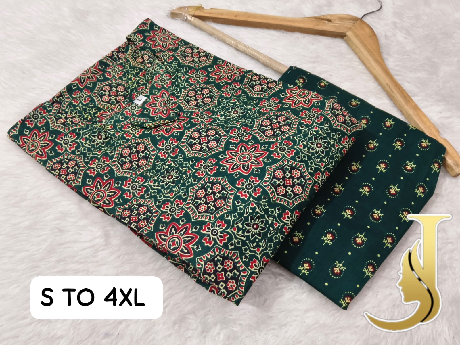 Premium Cotton Jaipuri Kurti & Pant Set for Women - Default