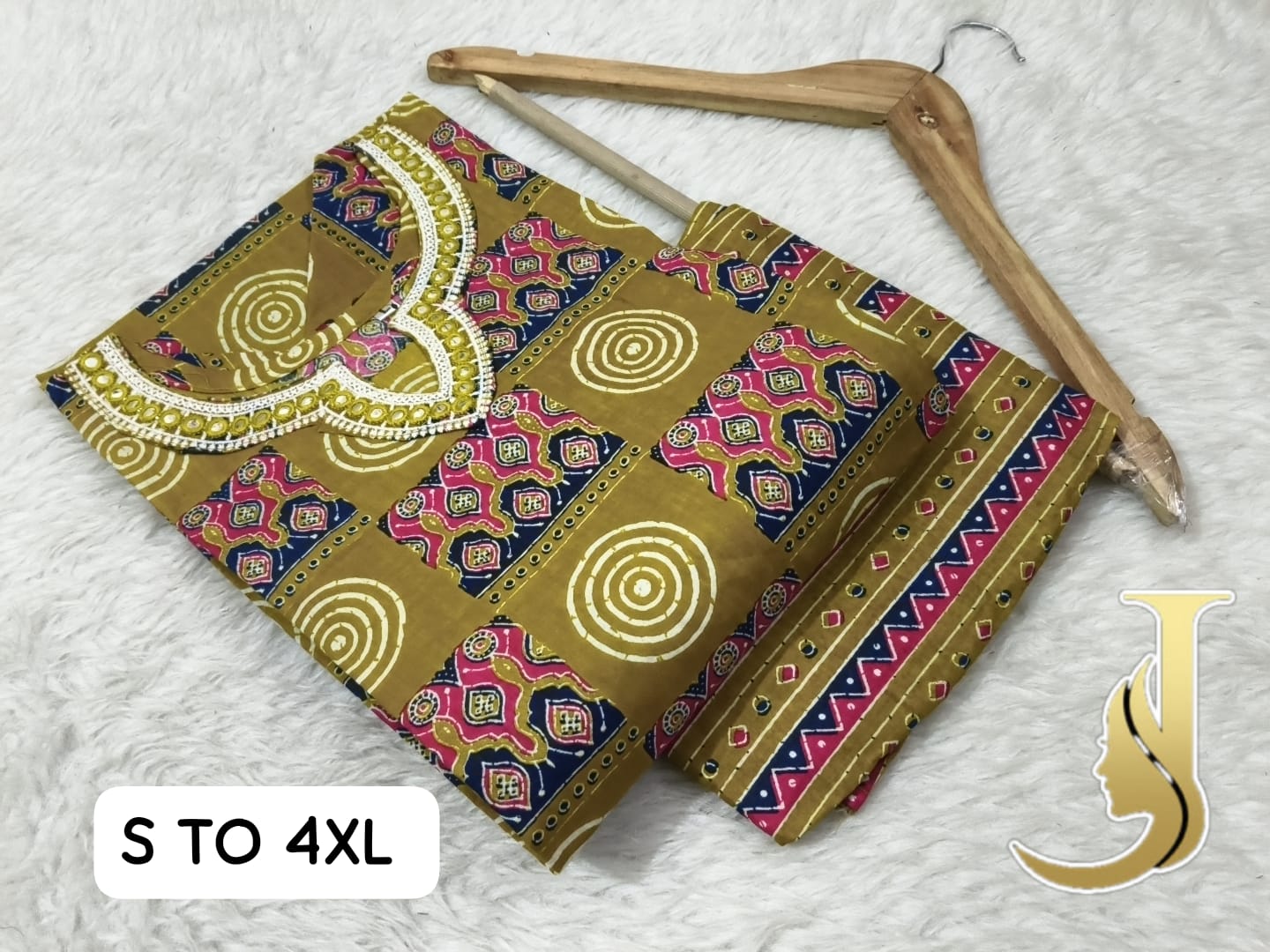 Premium Cotton Jaipuri Kurti & Pant Set for Women - Default