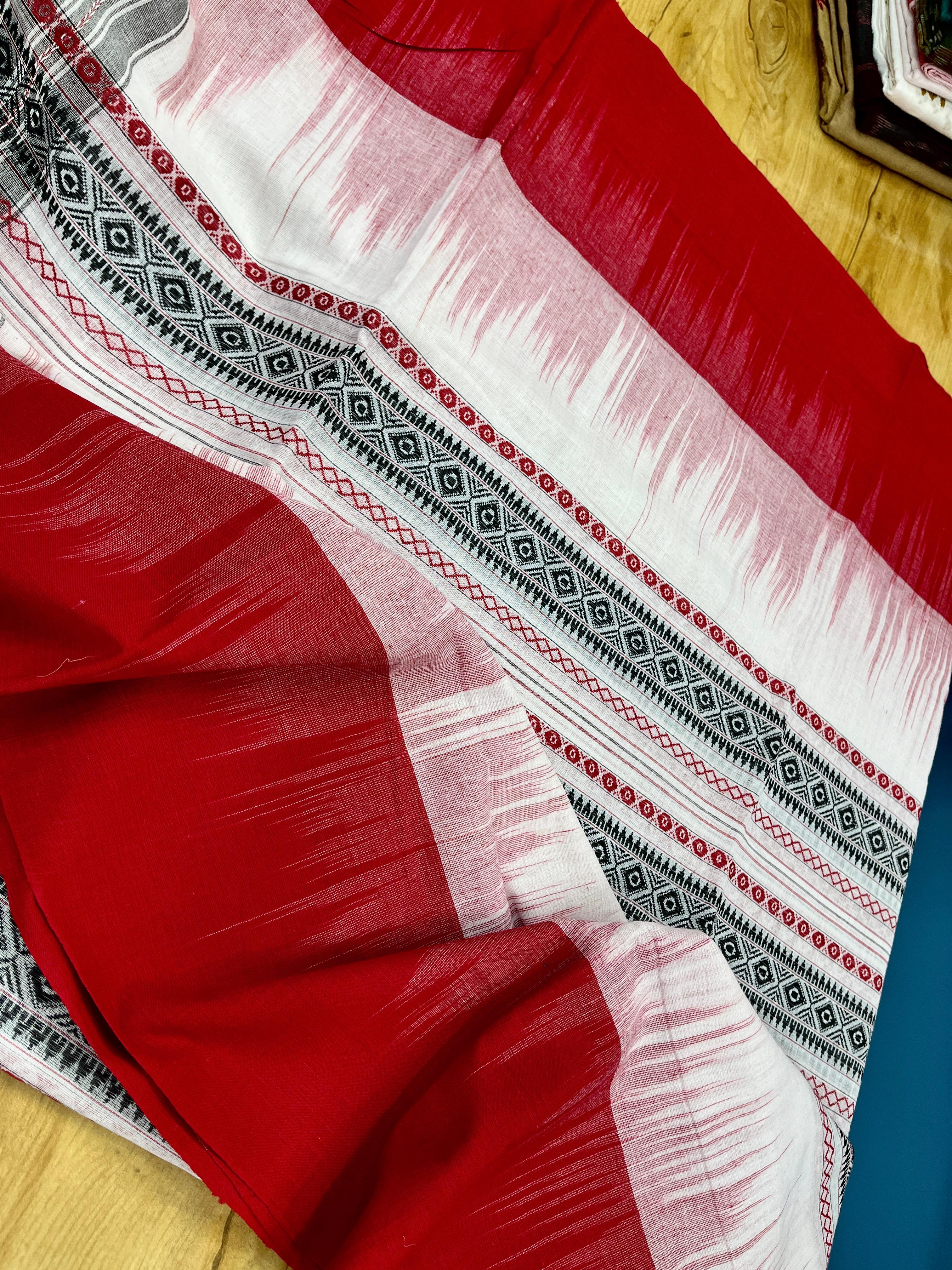 Authentic Dhaniakhali Cotton Saree with Allover Hand Work – 100 Count Pure Cotton - Default