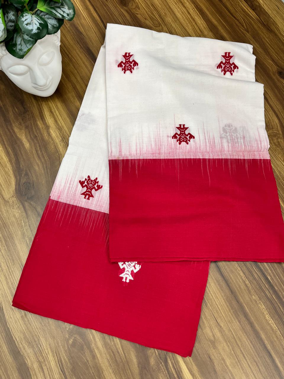 Authentic Dhaniakhali Cotton Saree with Allover Hand Work – 100 Count Pure Cotton - Default