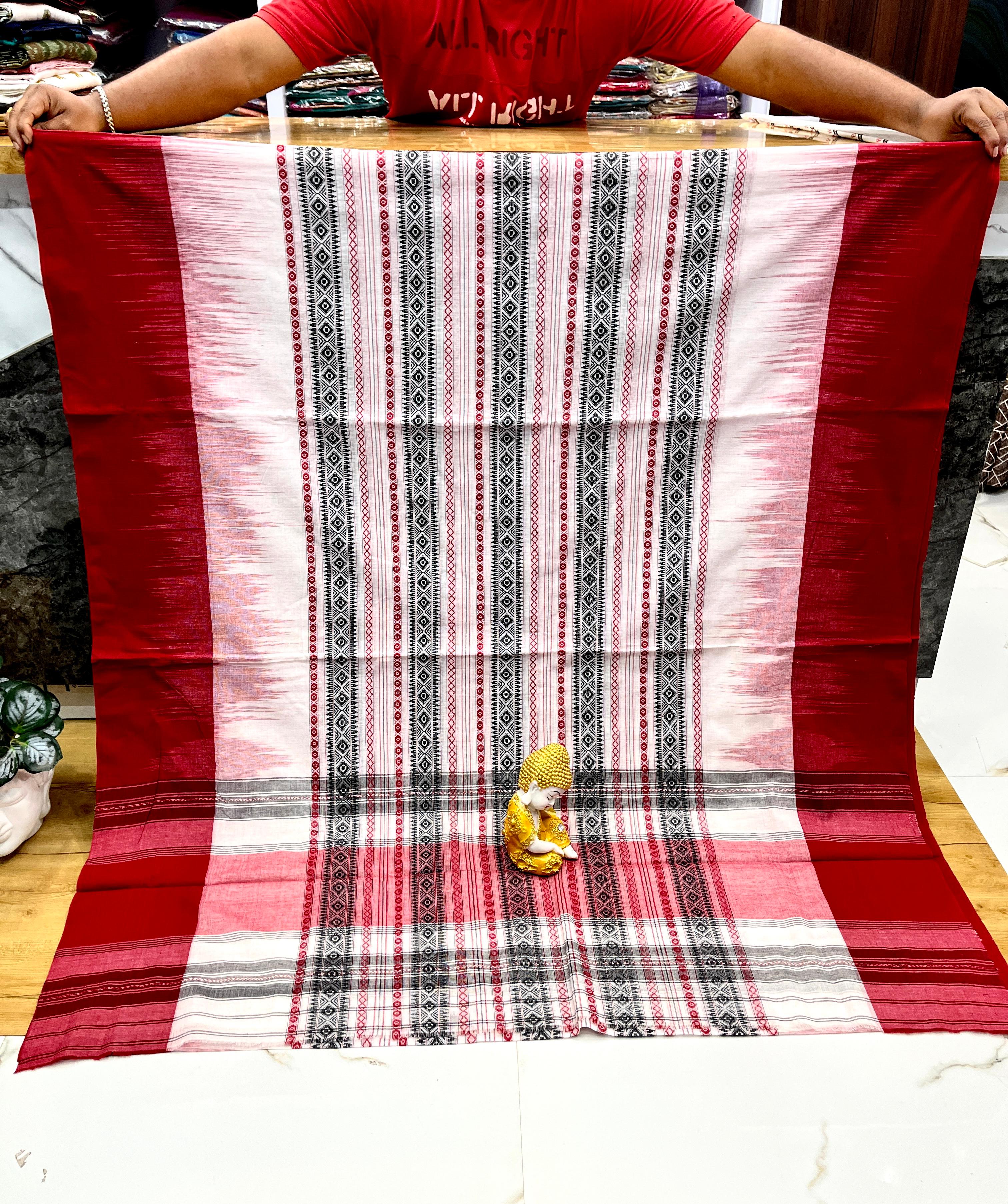 Authentic Dhaniakhali Cotton Saree with Allover Hand Work – 100 Count Pure Cotton - Default