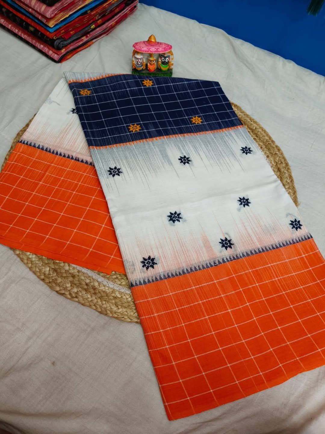 Authentic Dhaniakhali Cotton Saree with Allover Hand Work – 100 Count Pure Cotton - Default