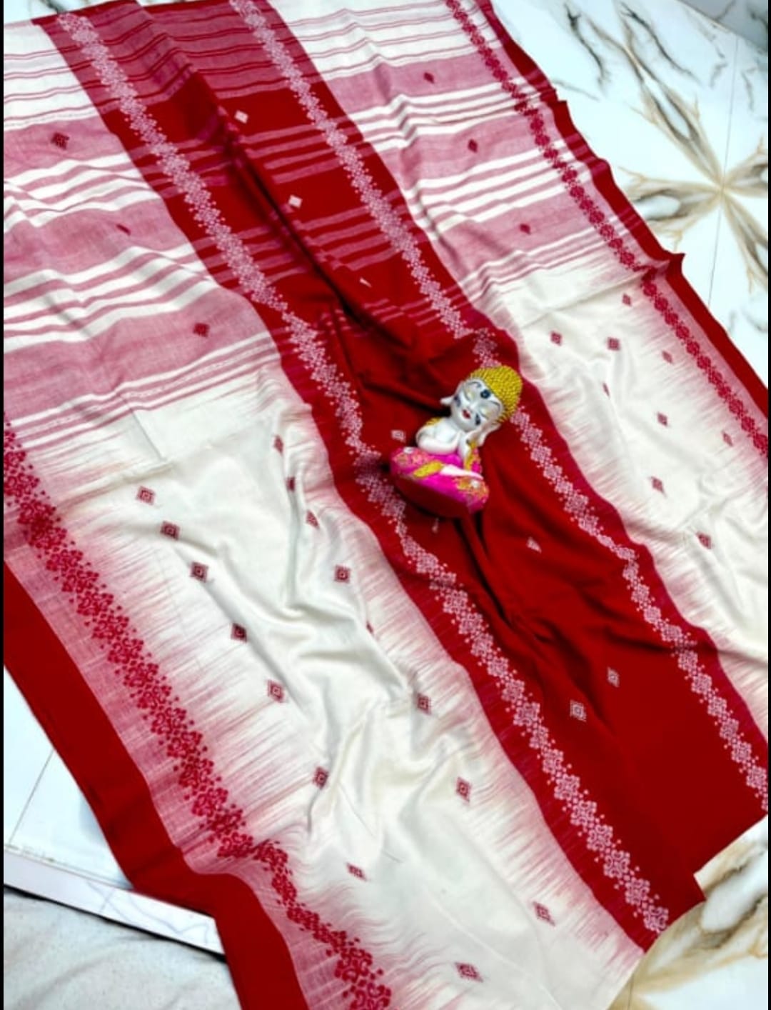 Authentic Dhaniakhali Cotton Saree with Allover Hand Work – 100 Count Pure Cotton - Default