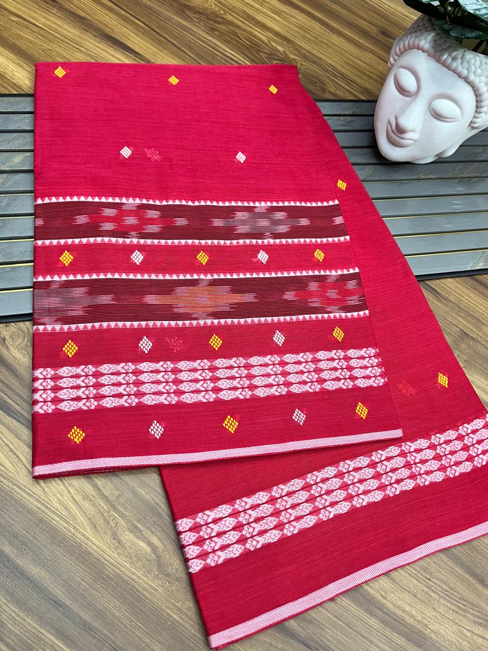 Authentic Dhaniakhali Cotton Saree with Allover Hand Work – 100 Count Pure Cotton - Default