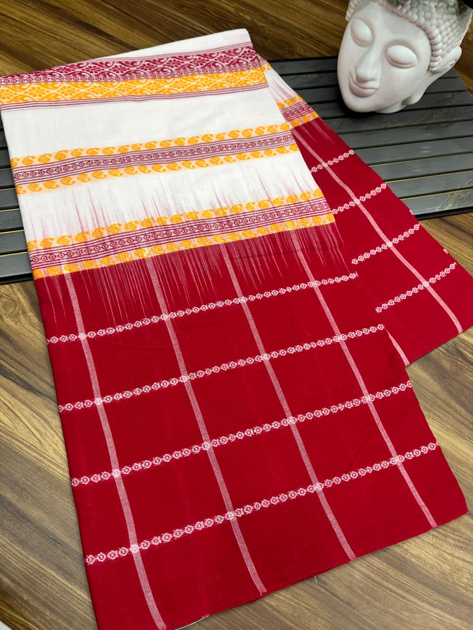 Authentic Dhaniakhali Cotton Saree with Allover Hand Work – 100 Count Pure Cotton - Default