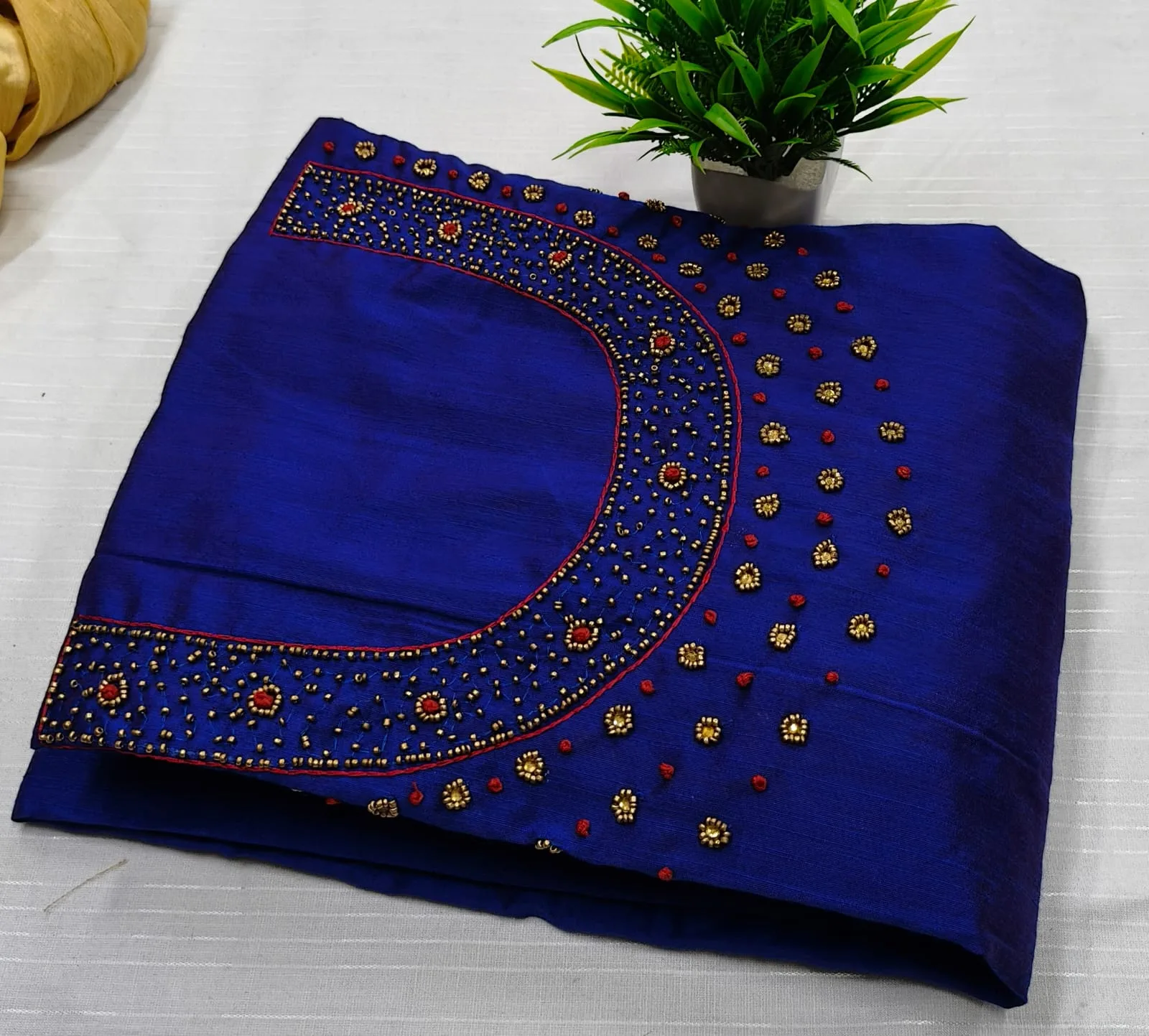 Premium Cotton & Silk Hand Work Top Material - Hand Work Top Materialefault