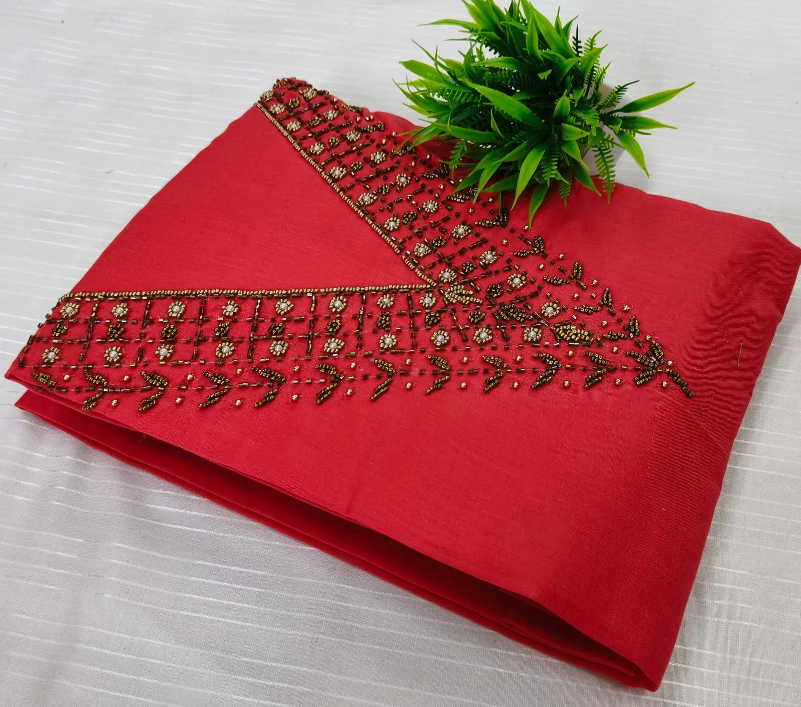 Premium Cotton & Silk Hand Work Top Material - Hand Work Top Materialefault