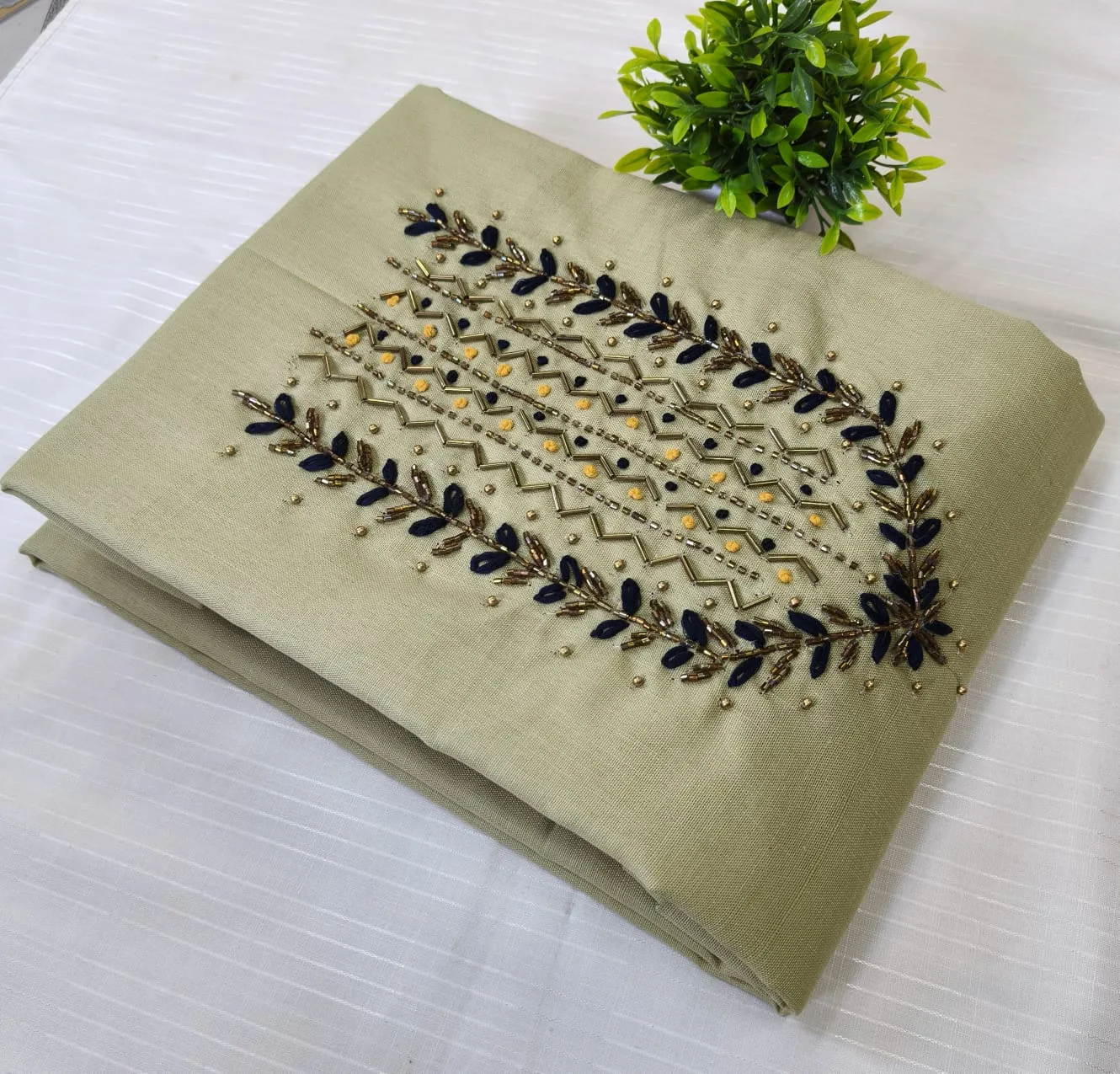 Premium Cotton & Silk Hand Work Top Material - Hand Work Top Materialefault