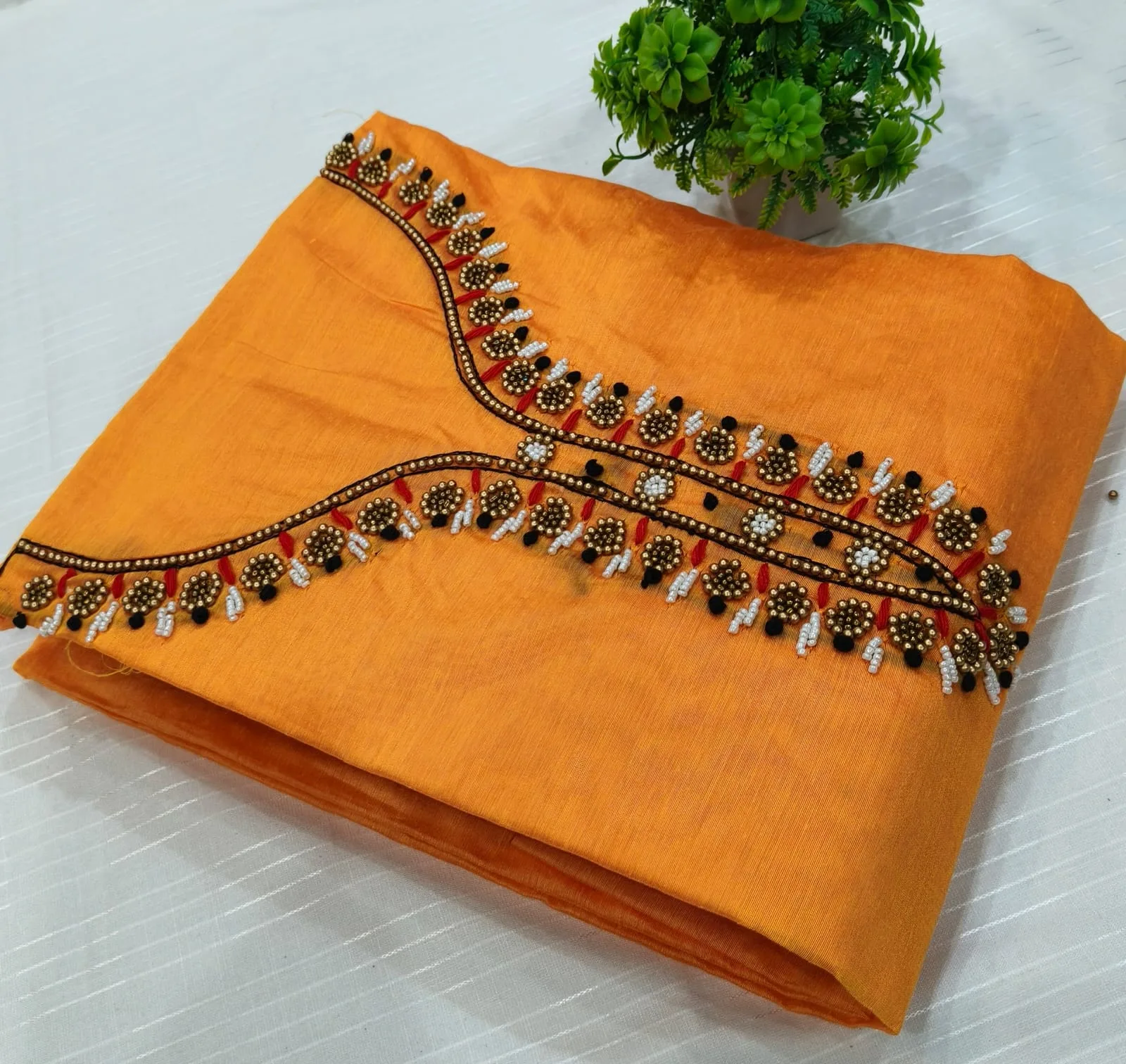 Premium Cotton & Silk Hand Work Top Material - Hand Work Top Materialefault