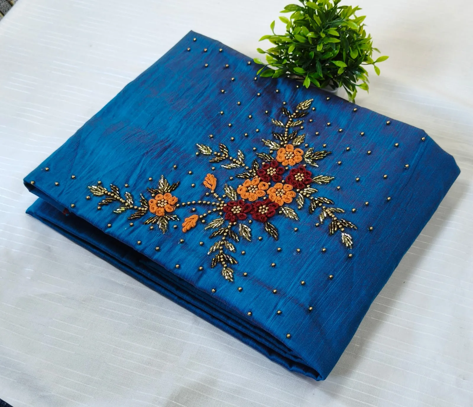 Premium Cotton & Silk Hand Work Top Material - Hand Work Top Materialefault