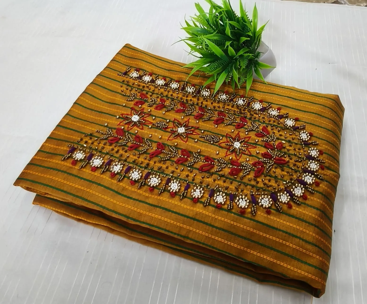 Premium Cotton & Silk Hand Work Top Material - Hand Work Top Materialefault