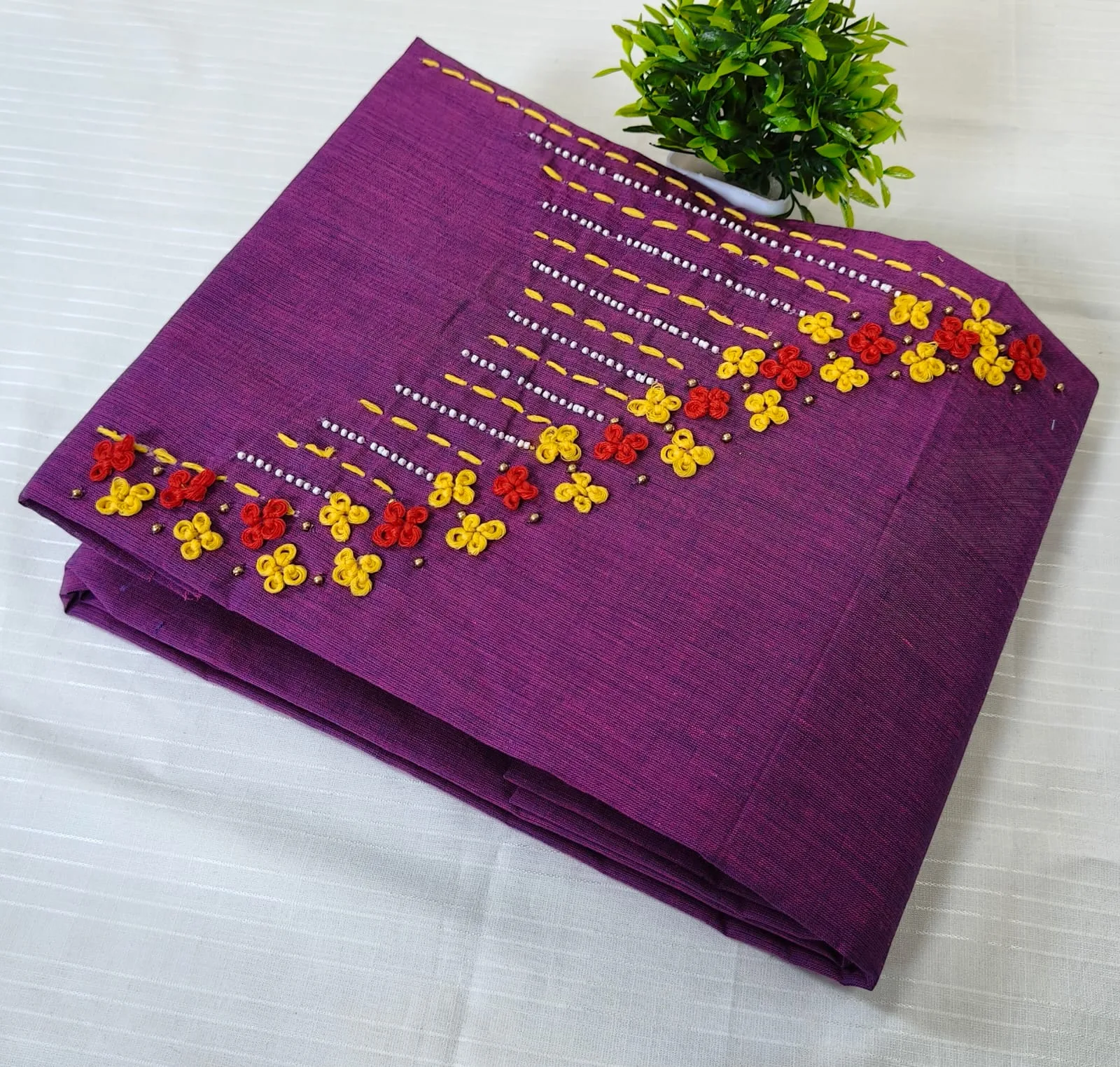 Premium Cotton & Silk Hand Work Top Material - Hand Work Top Materialefault