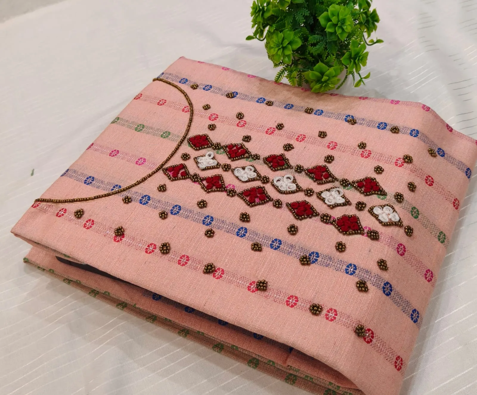 Premium Cotton & Silk Hand Work Top Material - Hand Work Top Materialefault