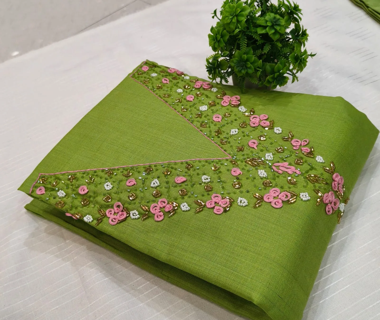 Premium Cotton & Silk Hand Work Top Material - Hand Work Top Materialefault