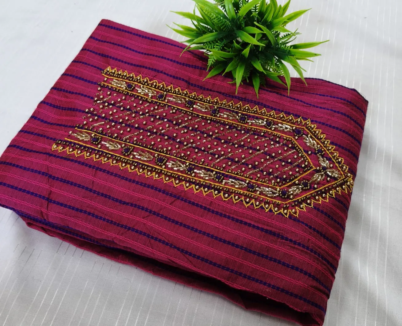 Premium Cotton & Silk Hand Work Top Material - Hand Work Top Materialefault