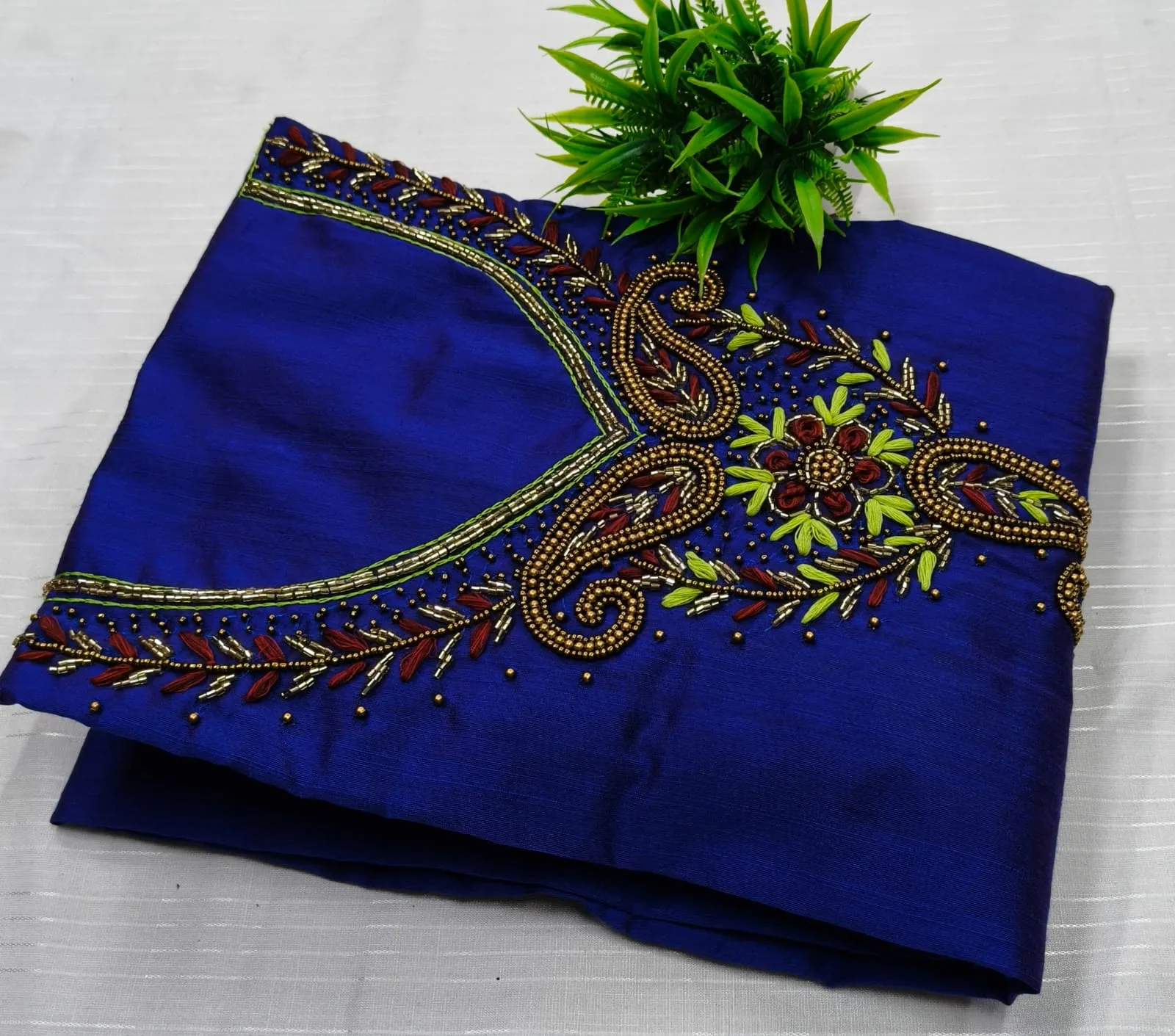 Premium Cotton & Silk Hand Work Top Material - Hand Work Top Materialefault