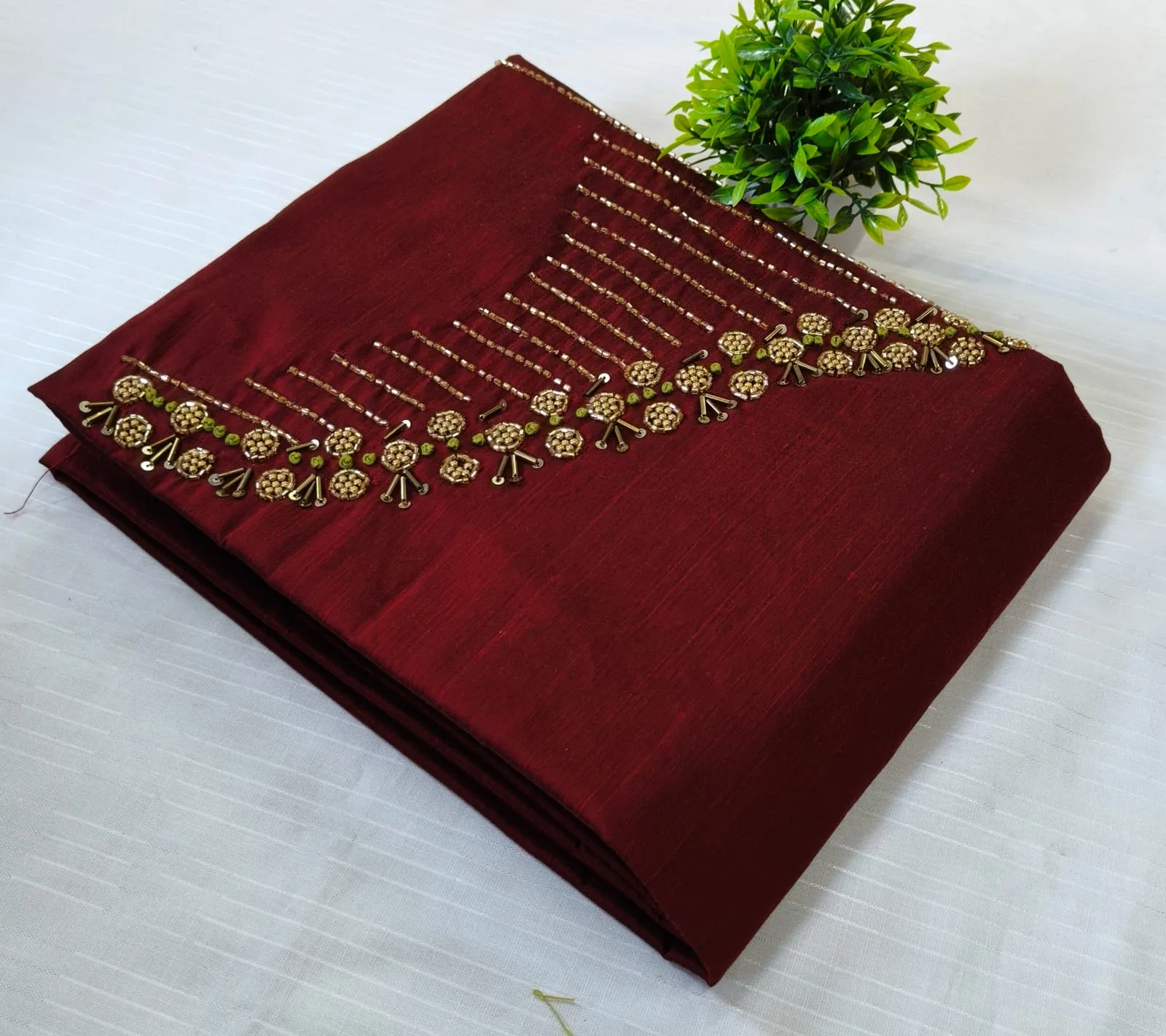 Premium Cotton & Silk Hand Work Top Material - Hand Work Top Materialefault