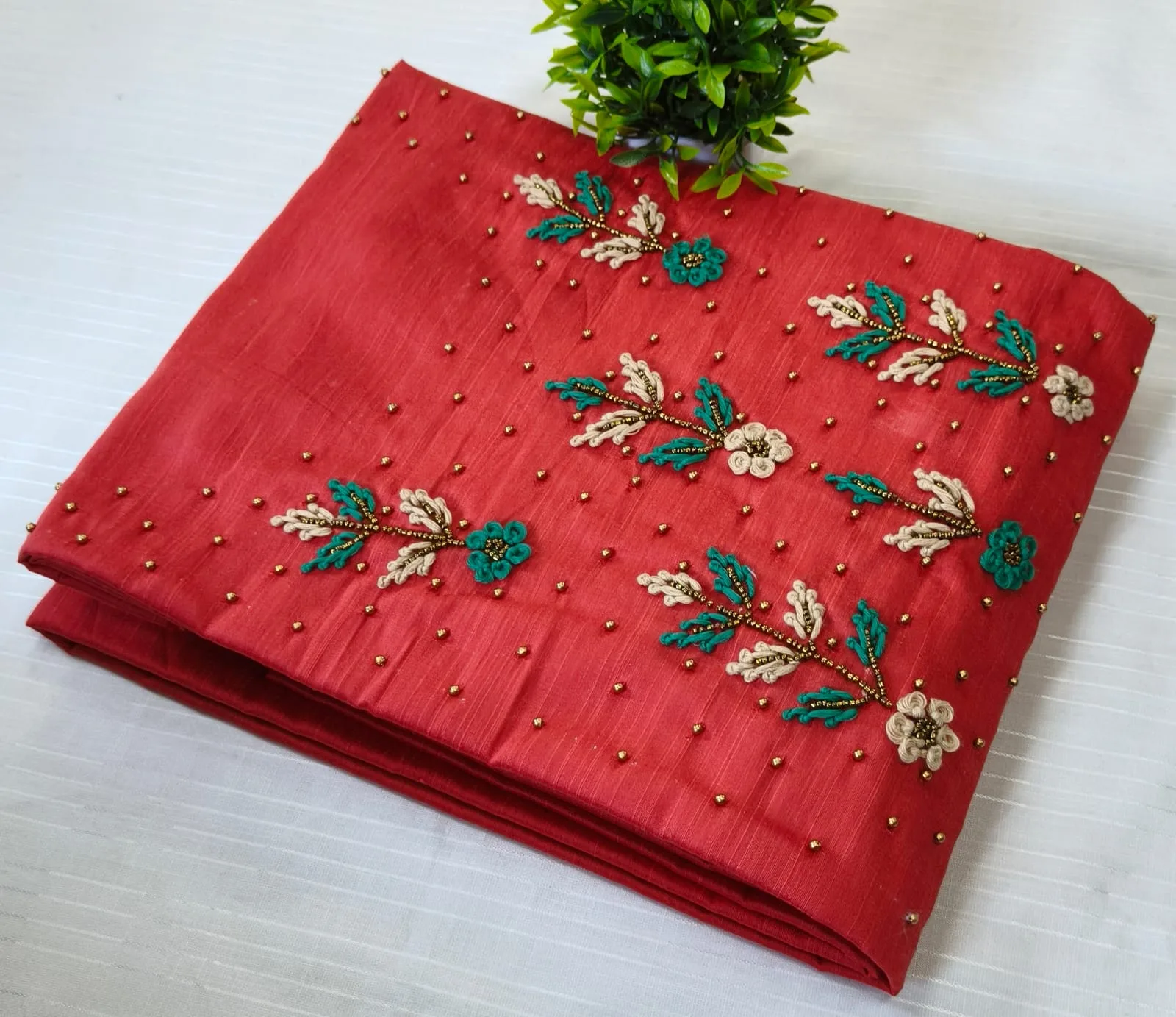 Premium Cotton & Silk Hand Work Top Material - Hand Work Top Materialefault