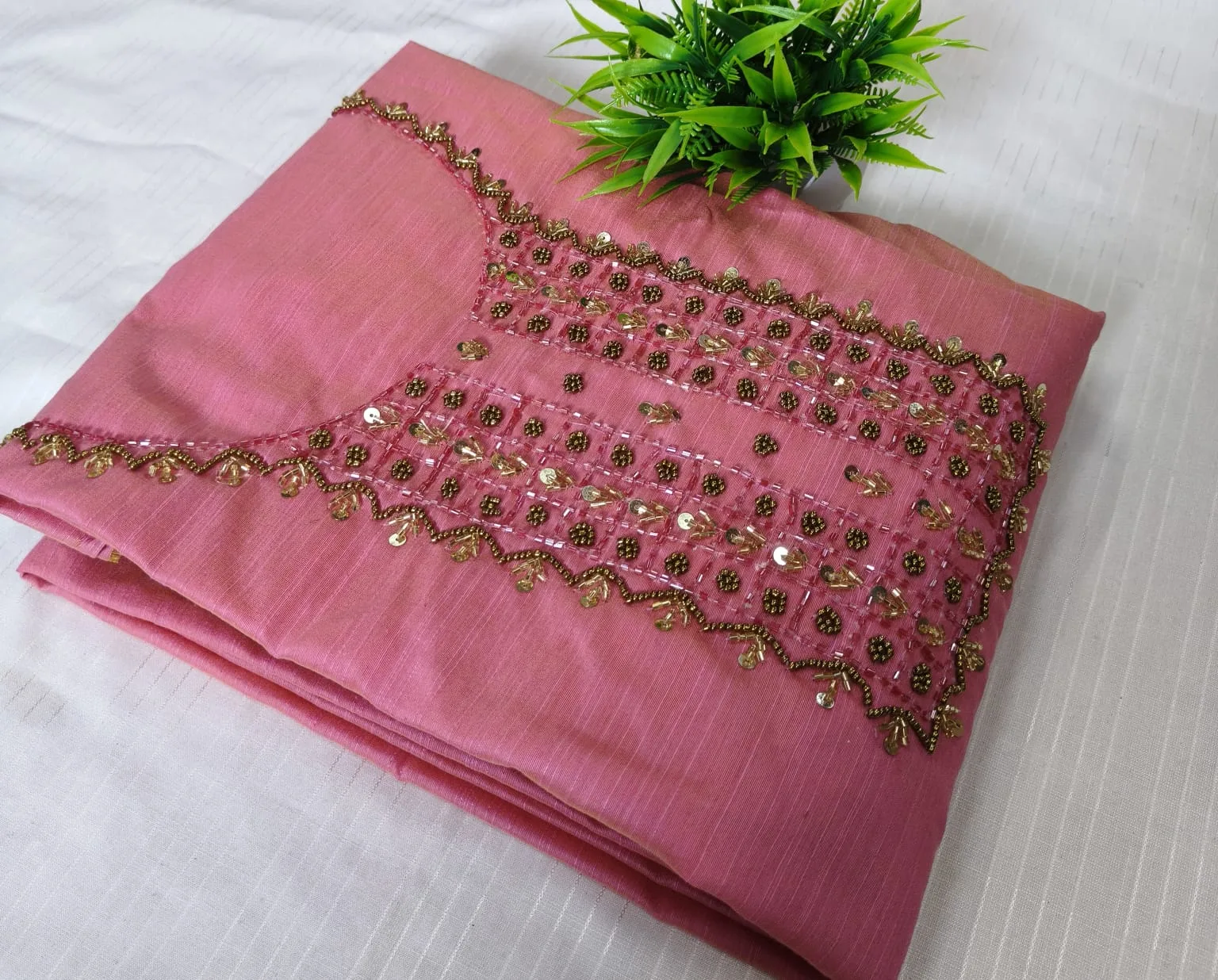 Premium Cotton & Silk Hand Work Top Material - Hand Work Top Materialefault