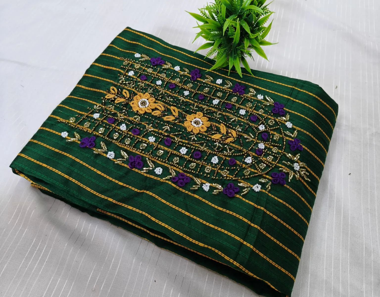 Premium Cotton & Silk Hand Work Top Material - Hand Work Top Materialefault