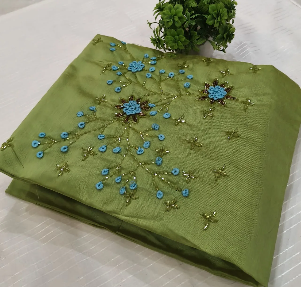 Premium Cotton & Silk Hand Work Top Material - Hand Work Top Materialefault