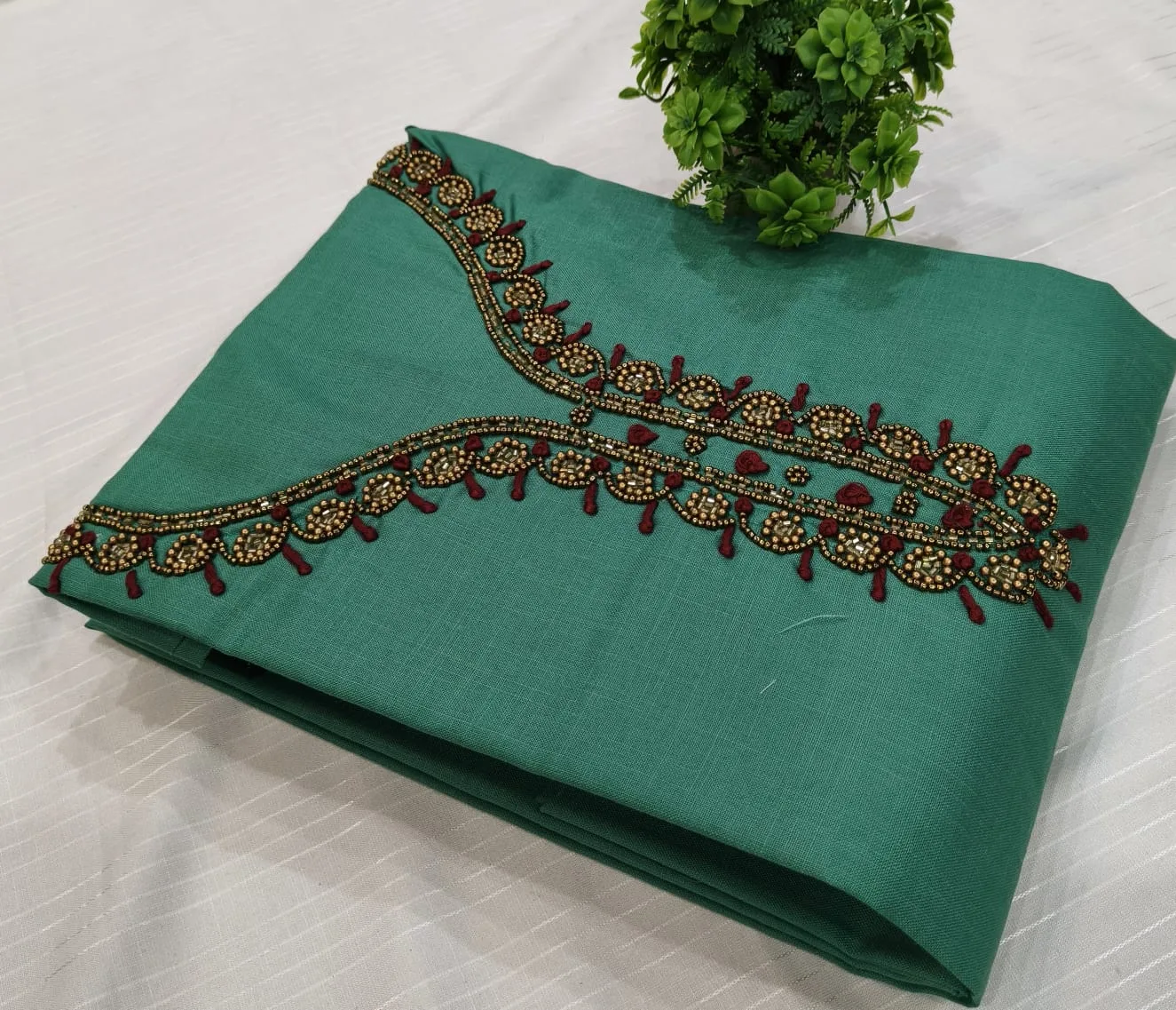 Premium Cotton & Silk Hand Work Top Material - Hand Work Top Materialefault