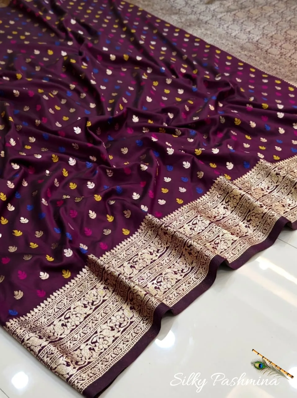 Premium Silky Pashmina with Mina Work