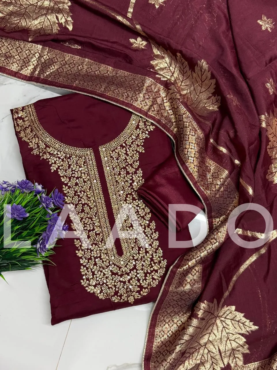 Premium Roman Silk Designer Dress Material
