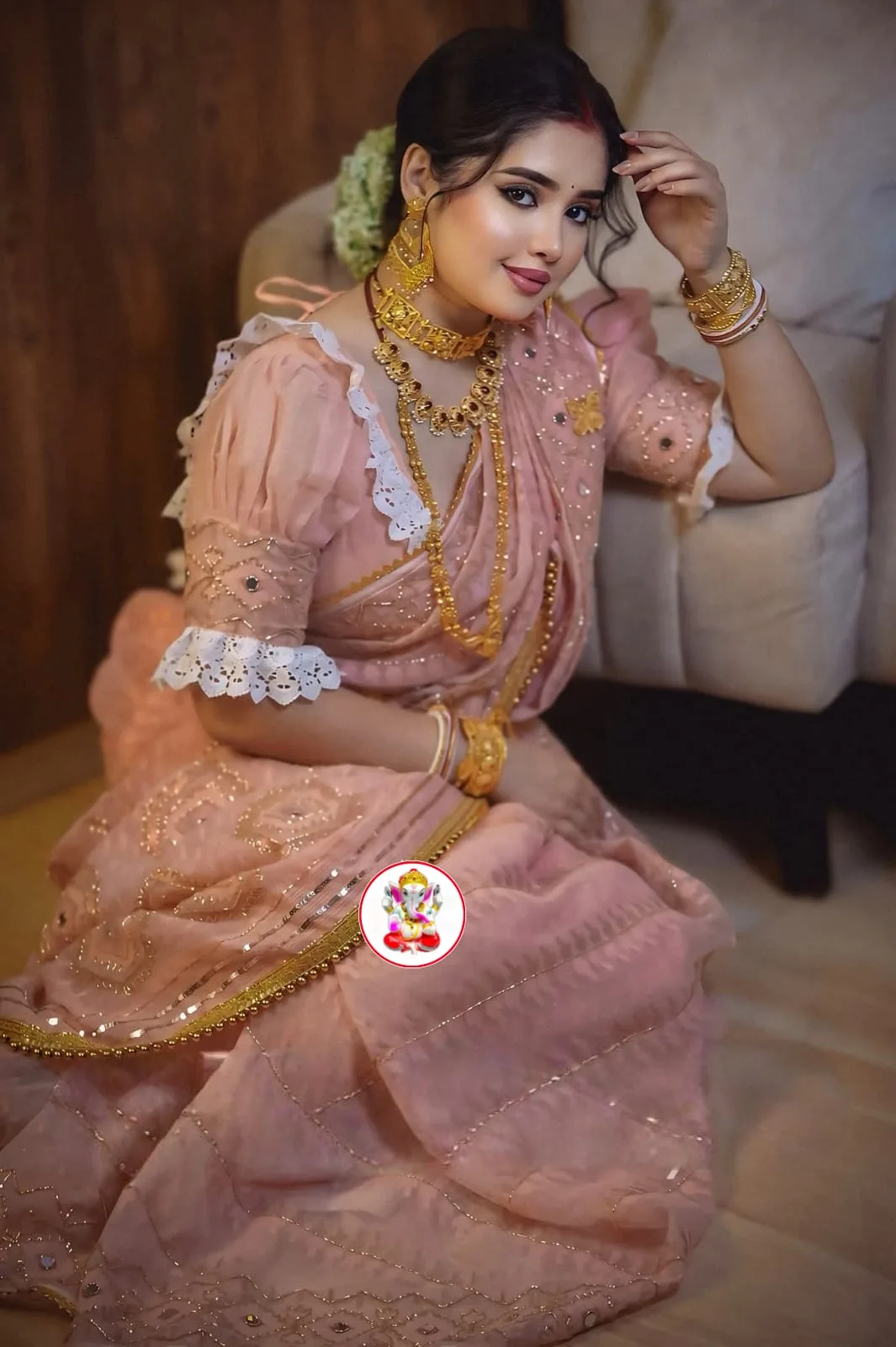 Boutique Style Semi Hard Dhakai Jamdani Saree with Kardana & Original Mirror Work