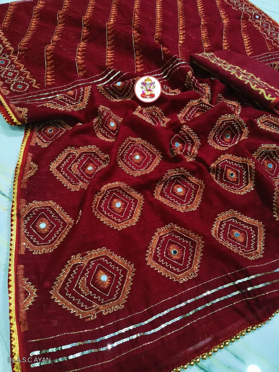Boutique Style Semi Hard Dhakai Jamdani Saree with Kardana & Original Mirror Work - Maroon