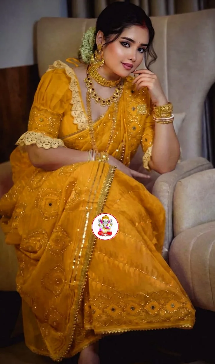 Boutique Style Semi Hard Dhakai Jamdani Saree with Kardana & Original Mirror Work - Mustard Yellow