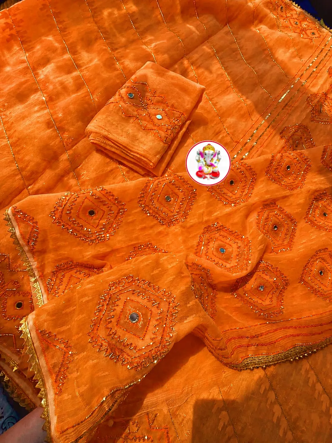 Boutique Style Semi Hard Dhakai Jamdani Saree with Kardana & Original Mirror Work - Mustard Yellow