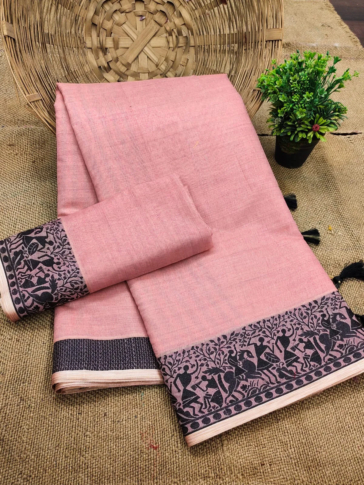 Pure Cotton Soft Silk Saree - Pink