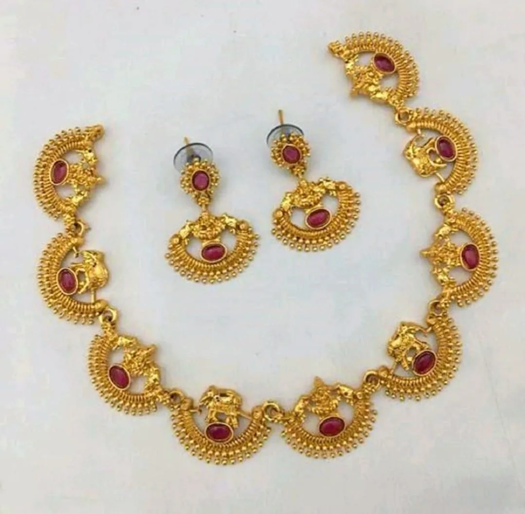 Temple Jewellery Set – Premium Golden Finish | Traditional Ethnic Jewellery - Design 2