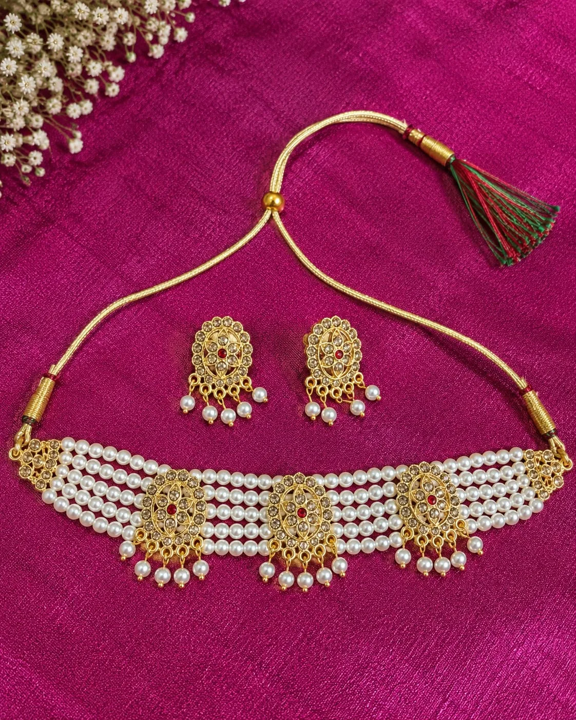 Temple Jewellery Set – Premium Golden Finish | Traditional Ethnic Jewellery - Design 3