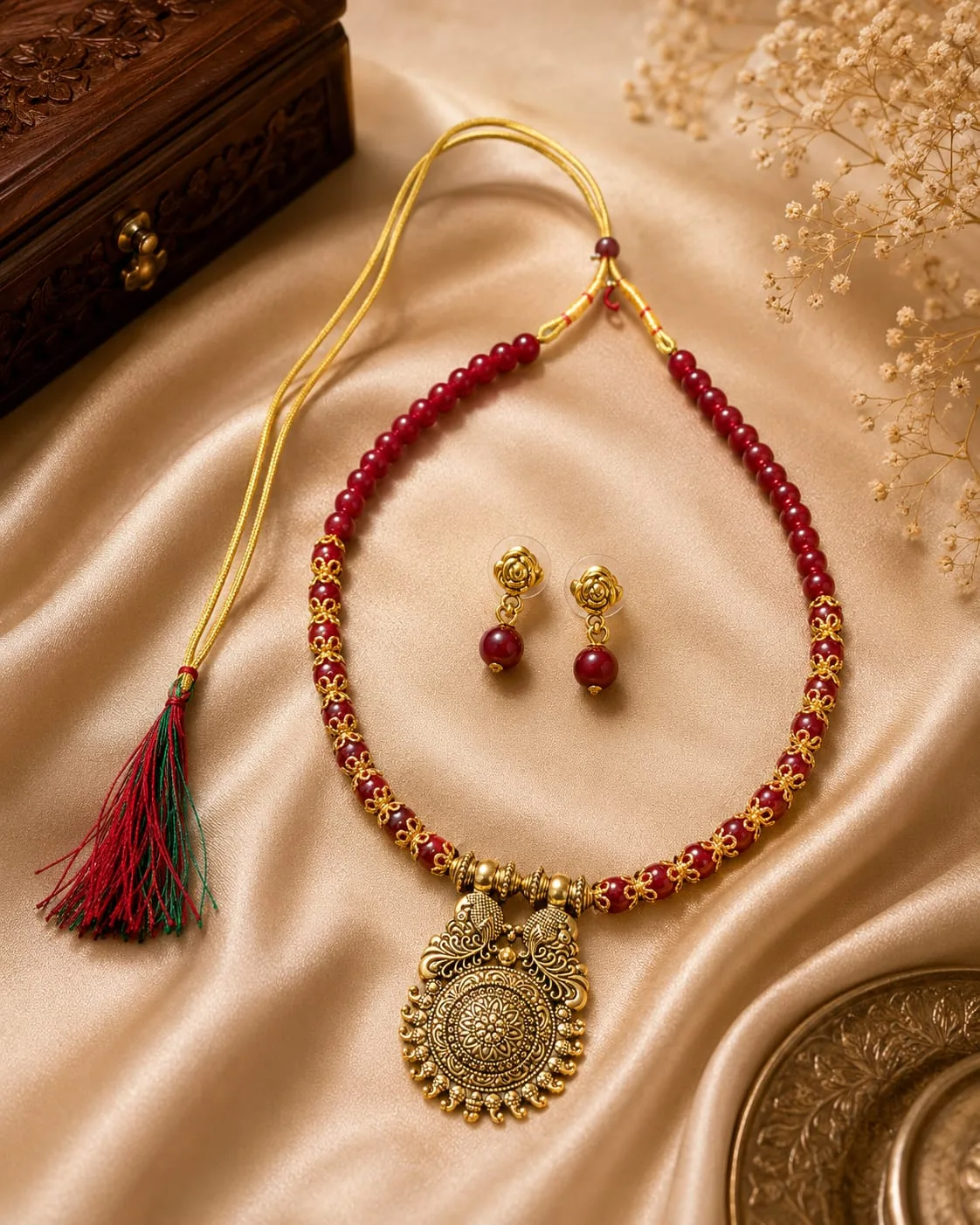 Temple Jewellery Set – Premium Golden Finish | Traditional Ethnic Jewellery - Design 4